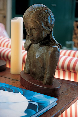 Also an artist, Casey created this sculpture, which is displayed in her living room.
